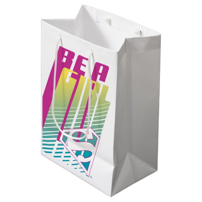 "Be A Girl" Supergirl Graphic Medium Gift Bag (Front Angled)