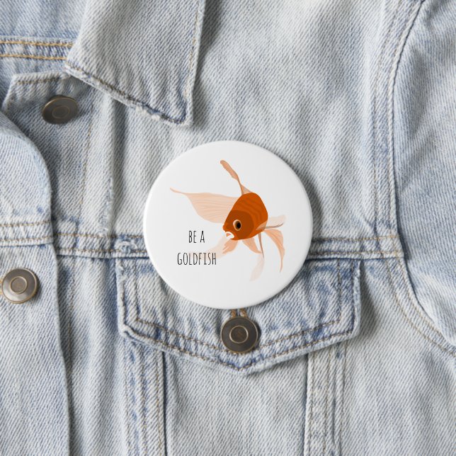 be a goldfish orange black modern illustration 3 inch round button (In Situ)