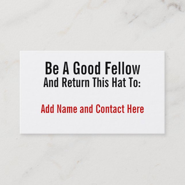 Be A Good Fellow Business Card (Front)