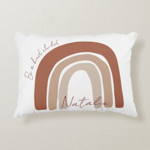 Be a kind child Monogram Nursery rainbow earthy Accent Pillow