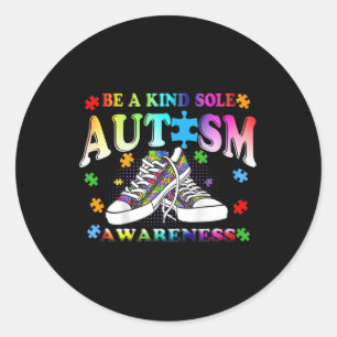 Be A Kind Sole Autism Awareness Puzzle Shoes Be Ki Classic Round Sticker