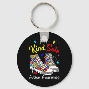 Be A Kind Sole Autism Awareness Rainbow Trendy Puz Keychain