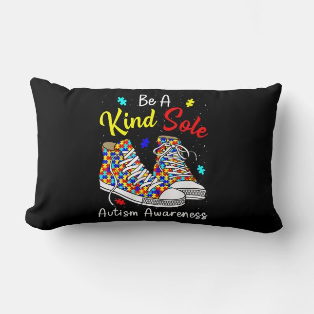 Be A Kind Sole Autism Awareness Rainbow Trendy Puz Lumbar Pillow (Front)