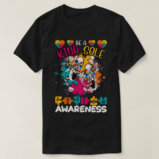 Be A Kind Sole Autism Awareness Rainbow Trendy Puz T-Shirt (Design Front)