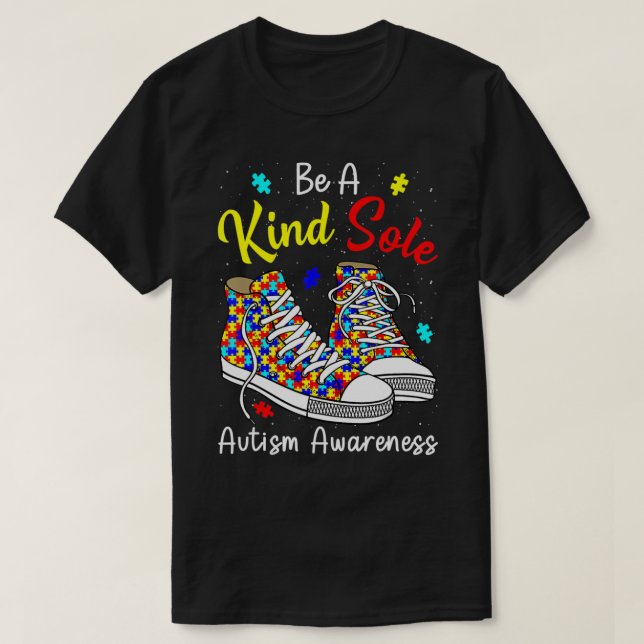 Be A Kind Sole Autism Awareness Rainbow Trendy Puz T-Shirt (Design Front)