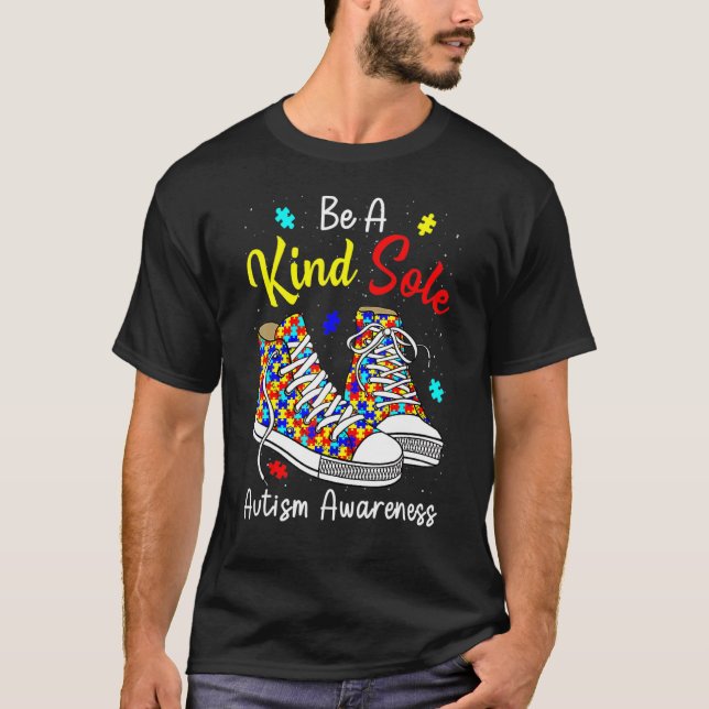 Be A Kind Sole Autism Awareness Rainbow Trendy Puz T-Shirt (Front)