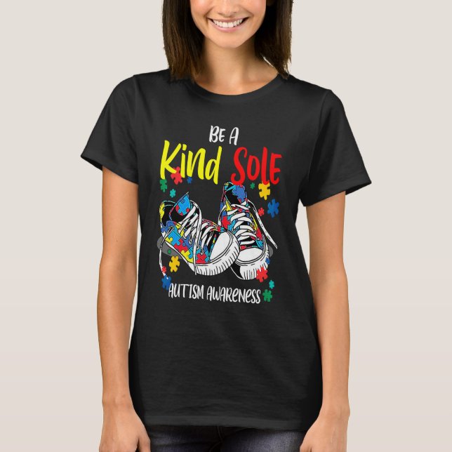 Be A Kind Sole Autism Awareness Rainbow Trendy Puz T-Shirt (Front)