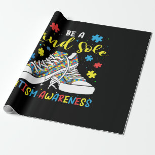 Be A Kind Sole Autism Awareness Trendy Puzzle Shoe Wrapping Paper