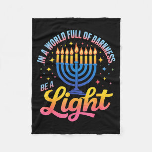 Be A Light Happy Hanukkah Menorah Jewish Gift  Fleece Blanket
