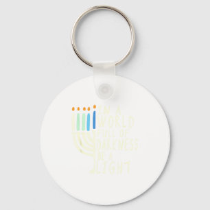 Be A Light Happy Hanukkah Menorah Jewish Gift  Keychain