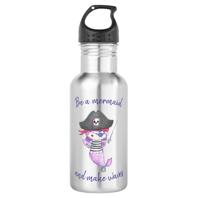 Be A Mermaid And Make Waves // Mermaid Drawing 532 Ml Water Bottle (Front)