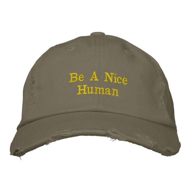 Be a Nice Human Embroidered Baseball Cap (Front)