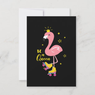 Be A Queen Pink Flamingo Skate Roller Women Girls Invitation