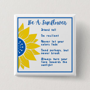 Be A Sunflower Word Art Ukraine Colours   2 Inch Square Button