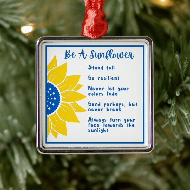 Be A Sunflower Word Art Ukraine Colours  Metal Ornament (Tree)