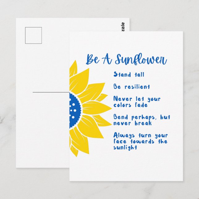 Be A Sunflower Word Art Ukraine Colours Postcard (Front/Back)