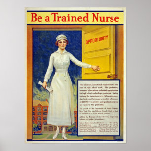 Be a trained nurse, restored vintage poster
