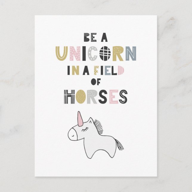 Be A Unicorn In A Field Of Horses Postcard (Front)