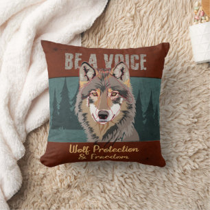 Be a Voice - Wolf Protection and Freedom Throw Pillow