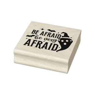 Be Afraid Ghost and Bats Rubber Stamp