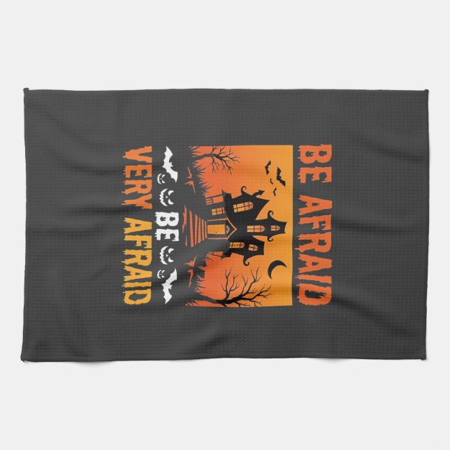 Be Afraid Haunted House Halloween Design Kitchen Towel (Horizontal)