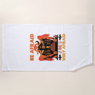 Be Afraid Very Halloween Haunted House Pumpkins_1 Beach Towel
