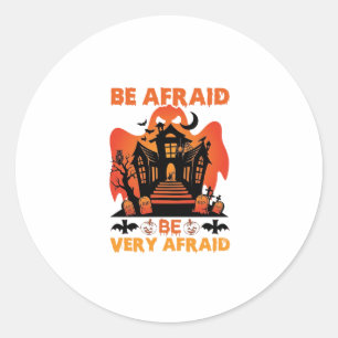 Be Afraid Very Halloween Haunted House Pumpkins_1 Classic Round Sticker