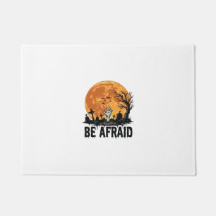 Be Afraid Vintage Halloween Graveyard Vector Desig Doormat