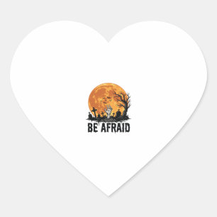 Be Afraid Vintage Halloween Graveyard Vector Desig Heart Sticker