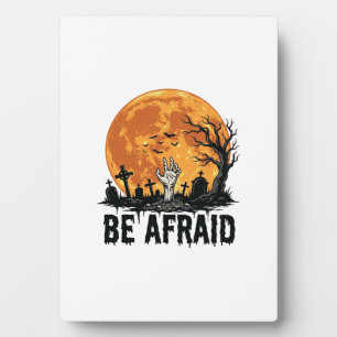 Be Afraid Vintage Halloween Graveyard Vector Desig Plaque