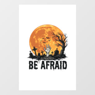 Be Afraid Vintage Halloween Graveyard Vector Desig Window Cling