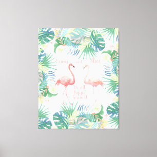 Be all Happy Forever! Fairy Tale Two Pink Flamingo Canvas Print