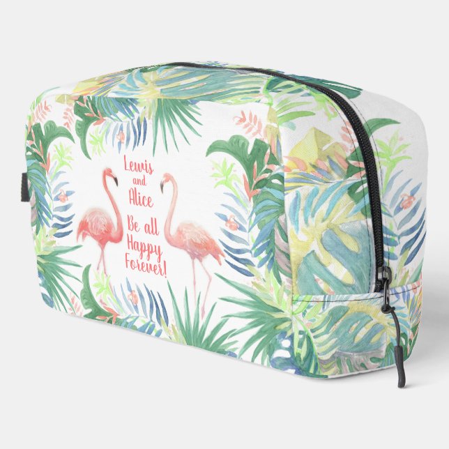 Be all Happy Forever! Fairy Tale Two Pink Flamingo Dopp Kit (Right Corner)