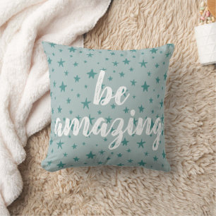 Be Amazing Blue Stars Throw Pillow