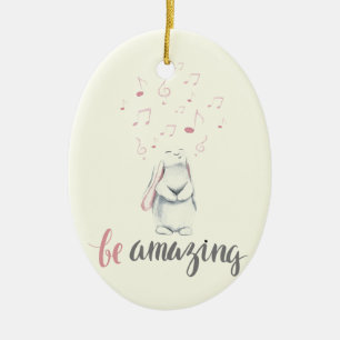 Be Amazing Music Bunny Ceramic Ornament