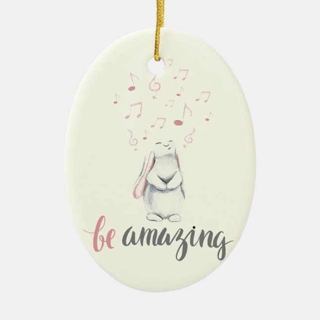 Be Amazing Music Bunny Ceramic Ornament (Front)