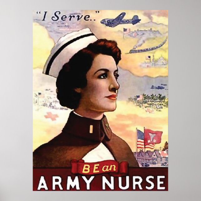 Be an army nurse, vintage, propaganda, war poster (Front)