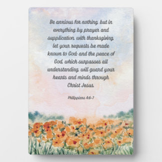 Be Anxious for Nothing Bible Verse Artwork 5x7 Plaque