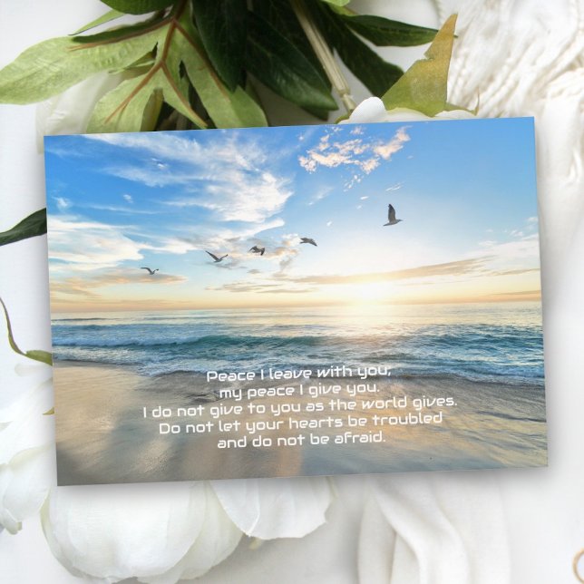 Be At Peace Christian Scripture Beach Scene Card (Creator Uploaded)