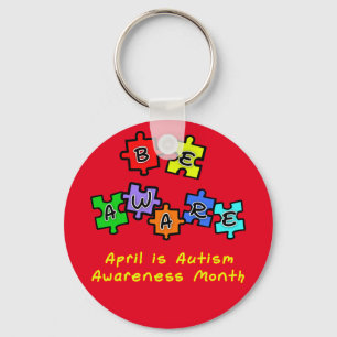 BE AWARE - April is Autism Awareness Month Keychain