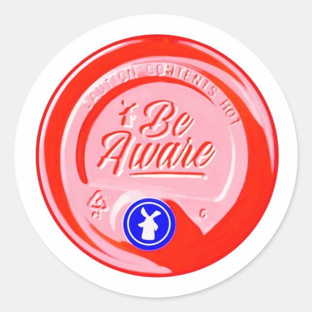 Be aware Dutch bros capsule red pink Classic Round Sticker (Front)
