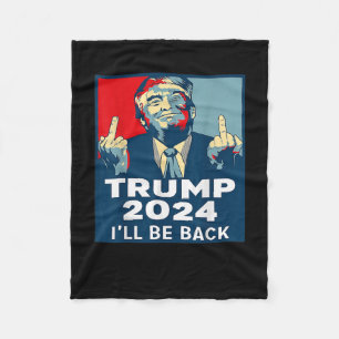 Be Back Trump 2024 Vintage Donald Trump 4th Of Jul Fleece Blanket
