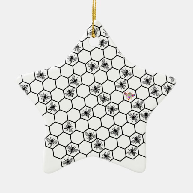 be bee different bees bee bees ceramic ornament (Front)