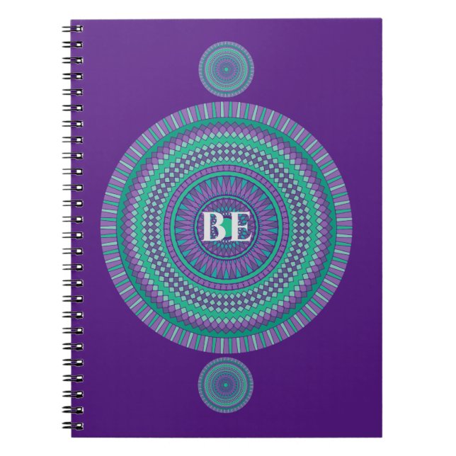 "BE" Blue/Green Custom Mandala Mantra Notebook (Front)