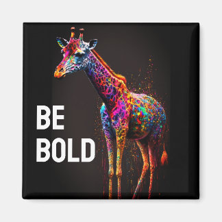 Be Bold Colourful Rainbow Giraffe Cute Zoo Animal  Magnet