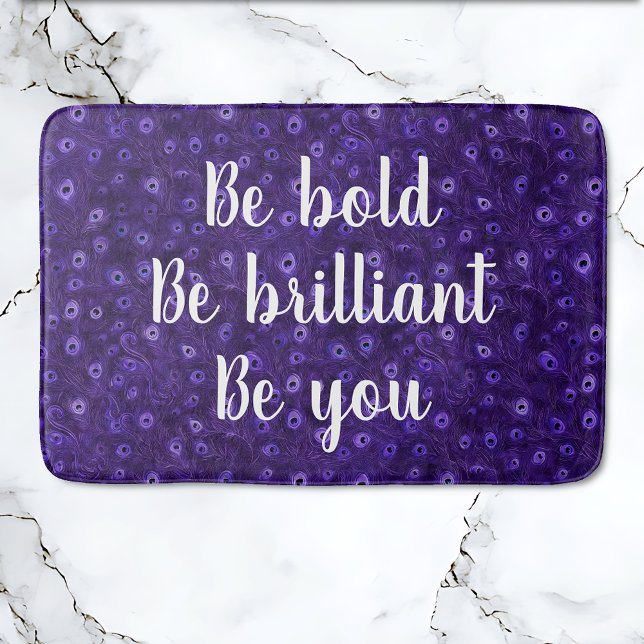 Be Bold Purple Peacock Paradise  Bath Mat (Purple Peacock Paradise - Be bold, Be brilliant, Be you Bathmat.)