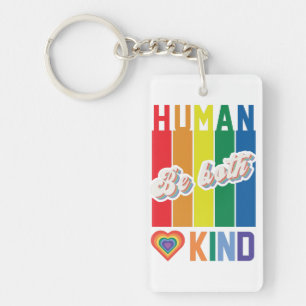 Be Both Human and Kind – Vintage Rainbow-Inspired Keychain