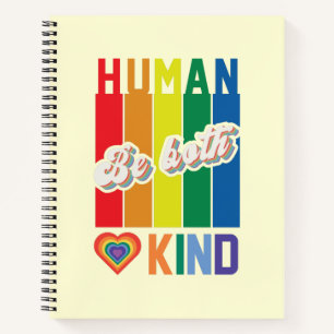 Be Both Human and Kind – Vintage Rainbow-Inspired Notebook