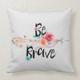 Be Brave Arrow with Flowers Throw Pillow