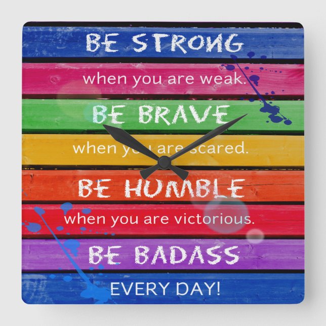 BE BRAVE. Be Strong.- Rainbow - CLOCK (Front)